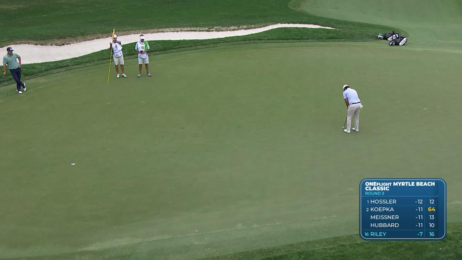 Davis Riley sinks 29-foot birdie putt on No. 17 at ONEflight Myrtle
