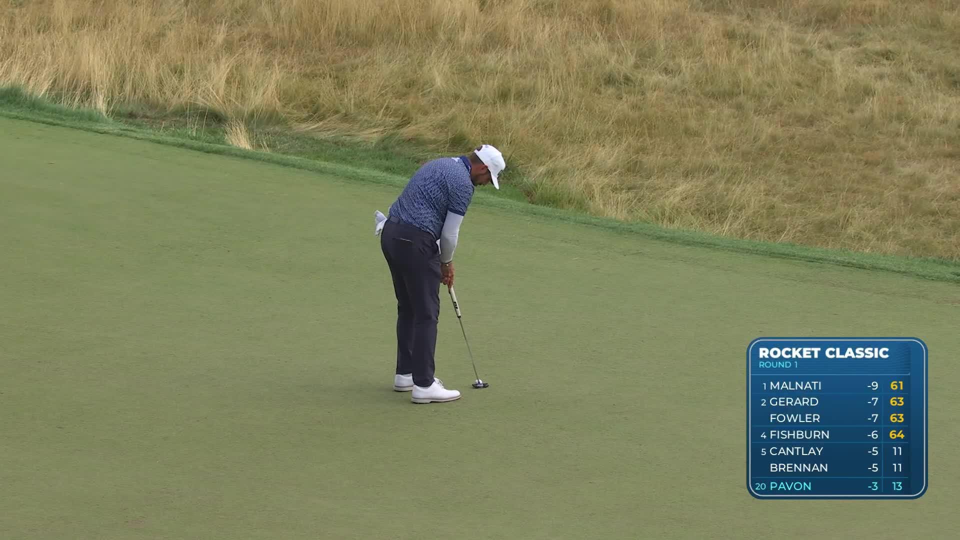 Matthieu Pavon sinks 4-foot putt for birdie on No. 14 at Rocket Classic