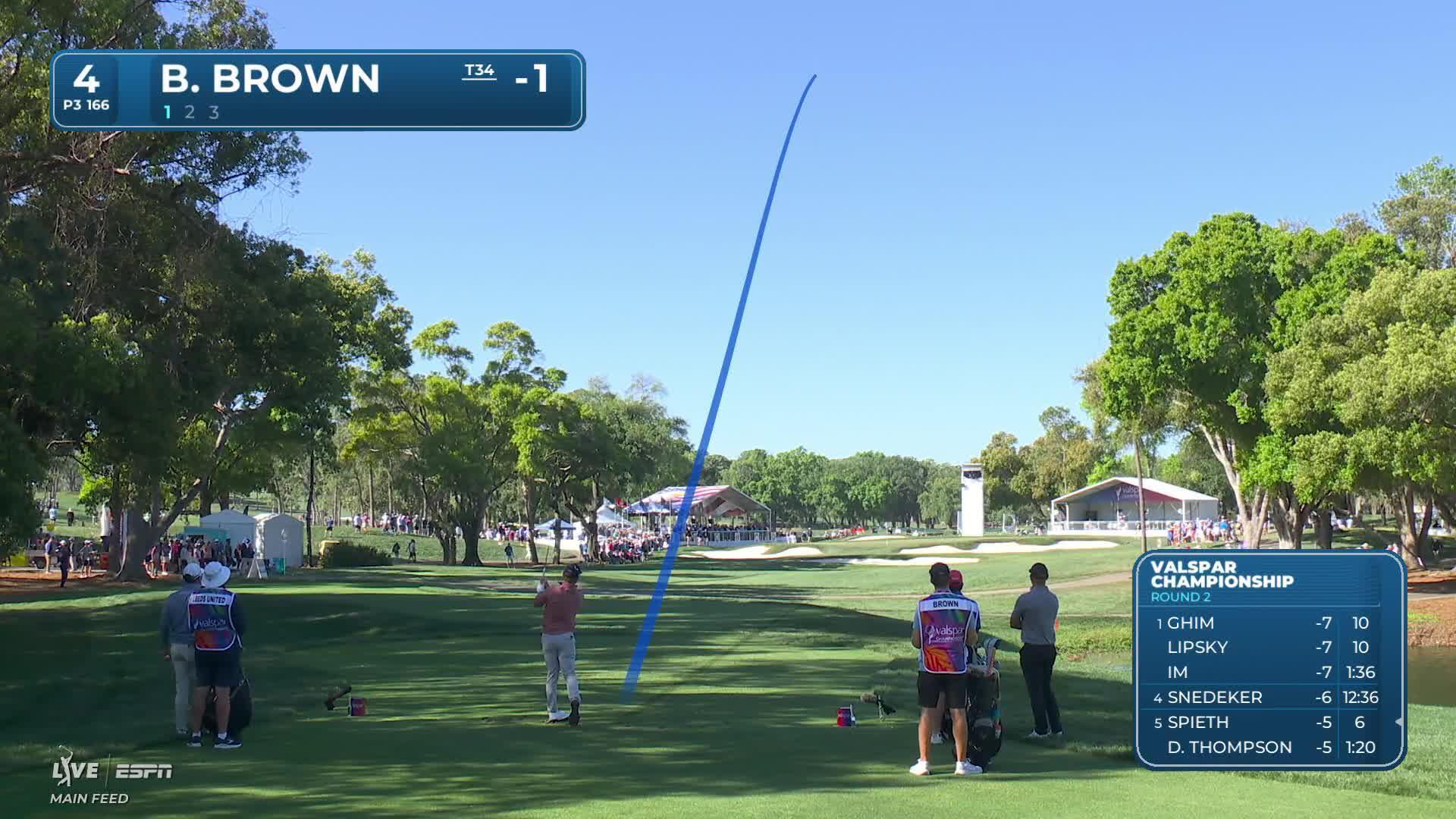 Blades Brown hits 165-yard tee shot to 2 feet, nearly aces No. 4 at Valspar