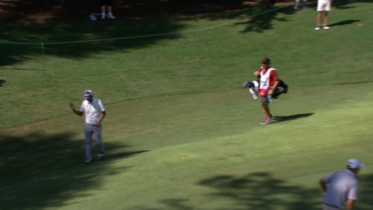 Hiroshi Iwata chips in for birdie at Barbasol