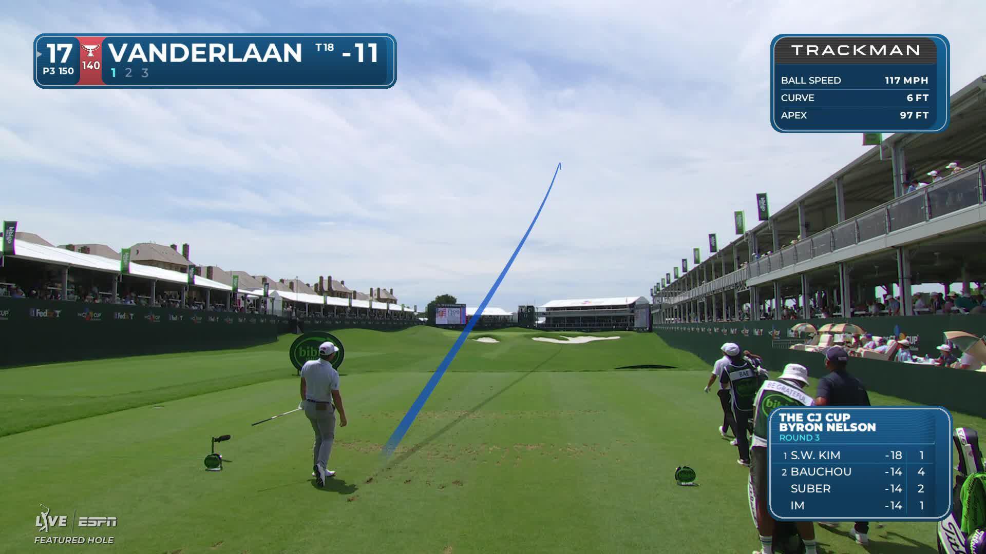 John VanDerLaan hits tee shot to 11 feet, sets up birdie on No. 17 at THE CJ CUP