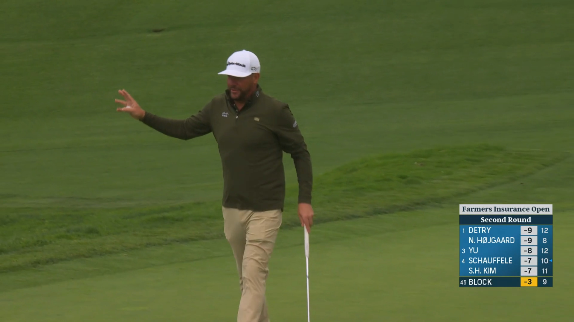 Michael Block attacks the pin with nice approach at Farmers