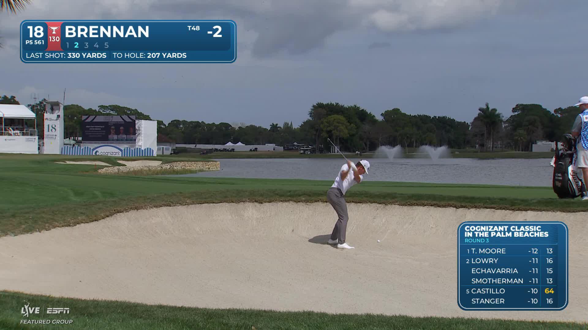 Michael Brennan sinks 10-foot birdie putt on No. 18 at Cognizant Classic