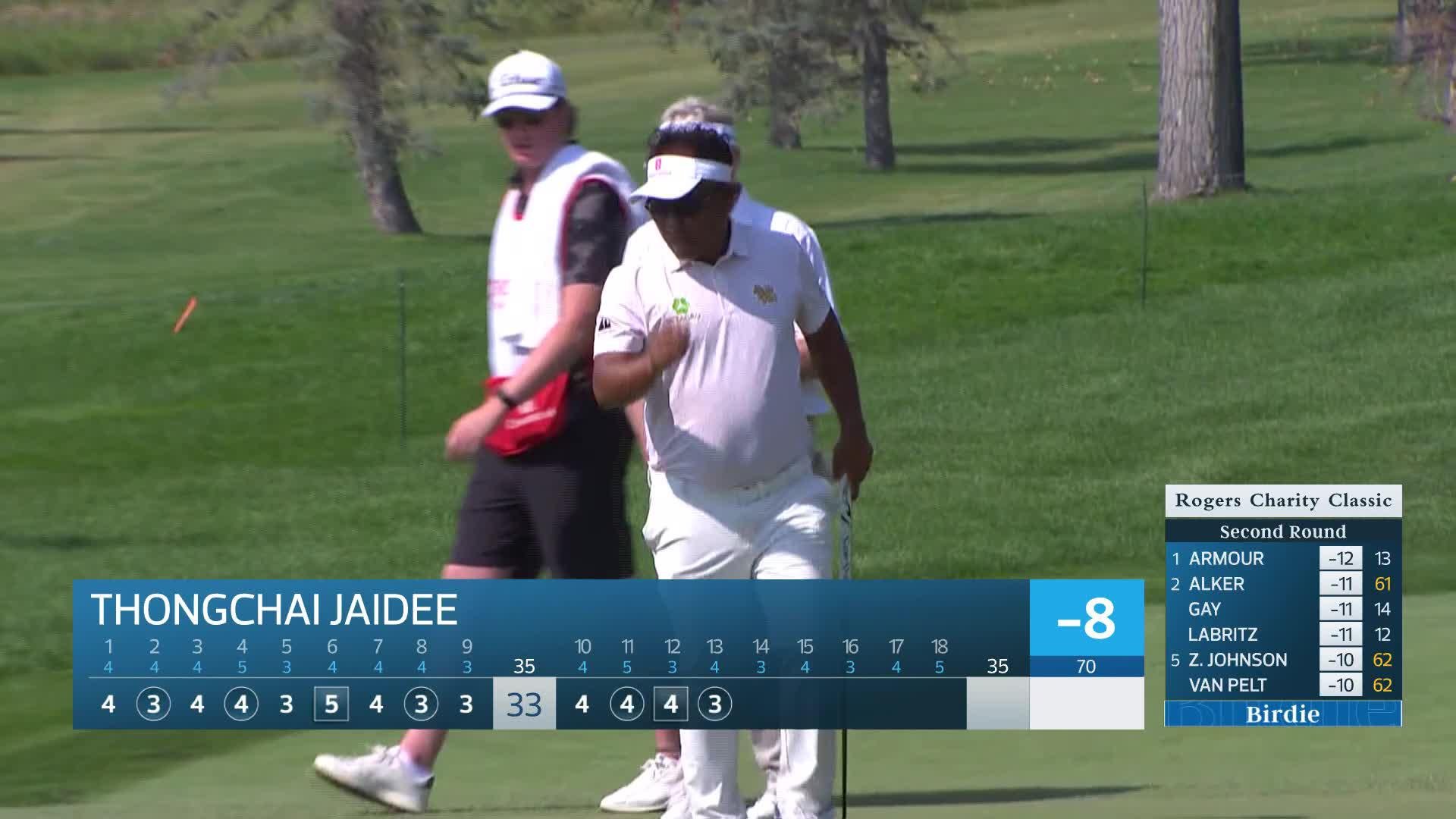 Thongchai Jaidee makes birdie on No. 13 at Rogers Charity Classic