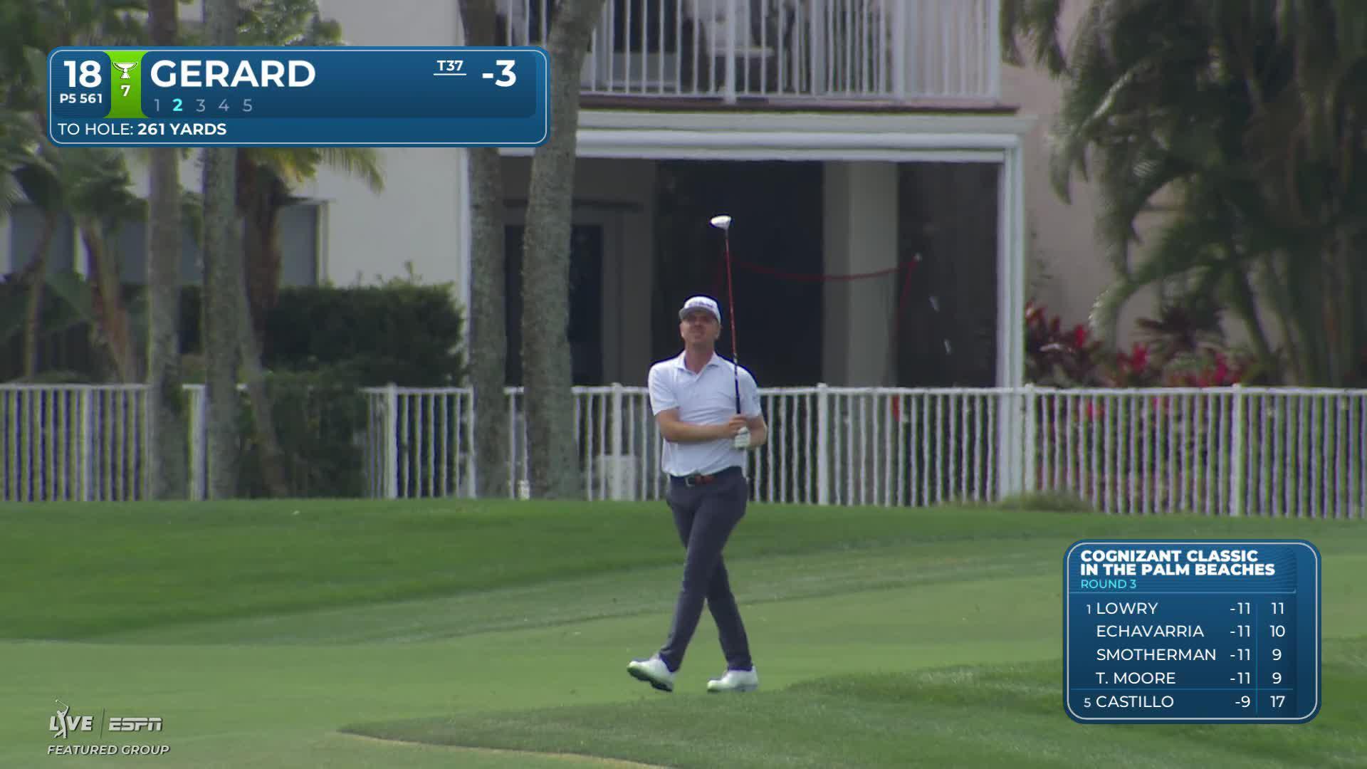 Ryan Gerard sinks 3-foot birdie putt on No. 18 at Cognizant Classic