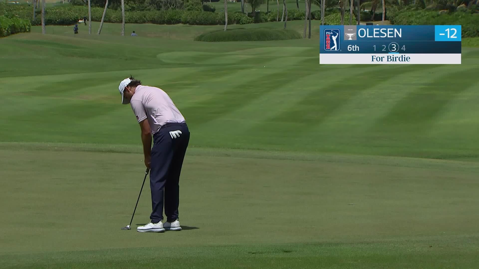 Jacob Skov Olesen drains 17-foot birdie putt on No. 6 at Corales Puntacana