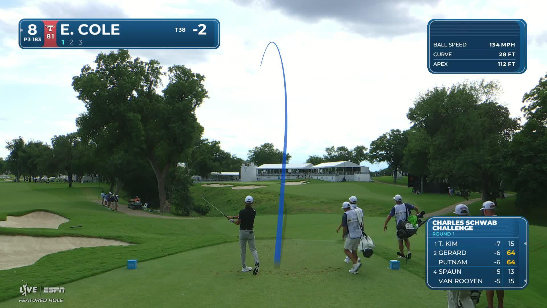 Eric Cole hits tee shot to 13 feet, sets up birdie on No. 8 at Charles Schwab