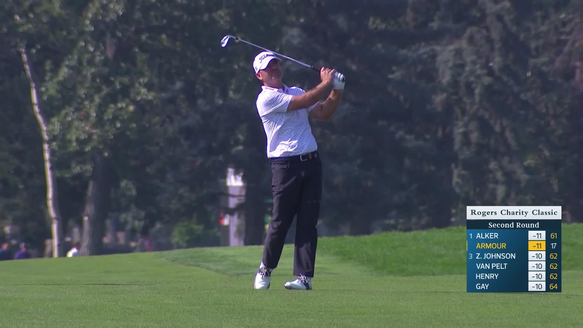 Ryan Armour with an approach shot from Rogers Charity