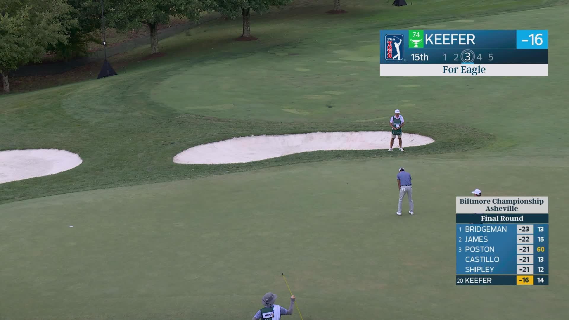 John Keefer sinks 35-foot eagle putt on No. 15 at Biltmore Championship