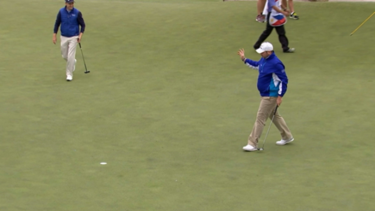 Duncan Stewart rolls in an eagle No. 8 at ISPS HANDA