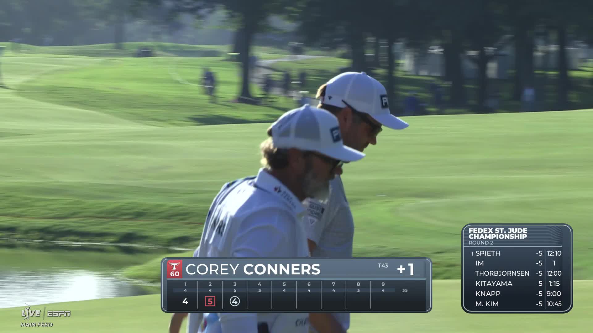 Corey Conners drains 6-foot putt for birdie on No. 3 at FedEx St. Jude