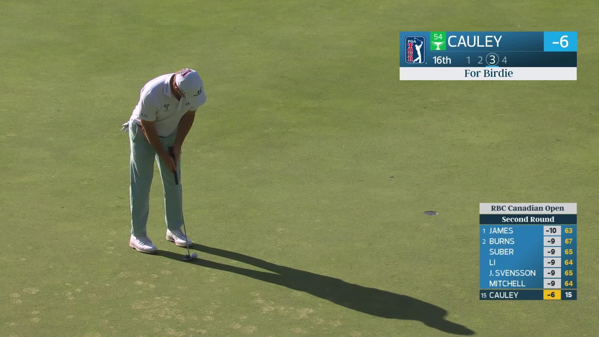 Bud Cauley sinks 7-foot birdie putt on No. 16 at RBC Canadian