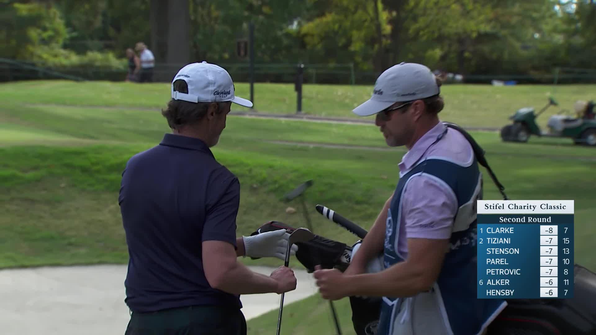 Mark Hensby makes birdie on No. 8 at Stifel Charity Classic