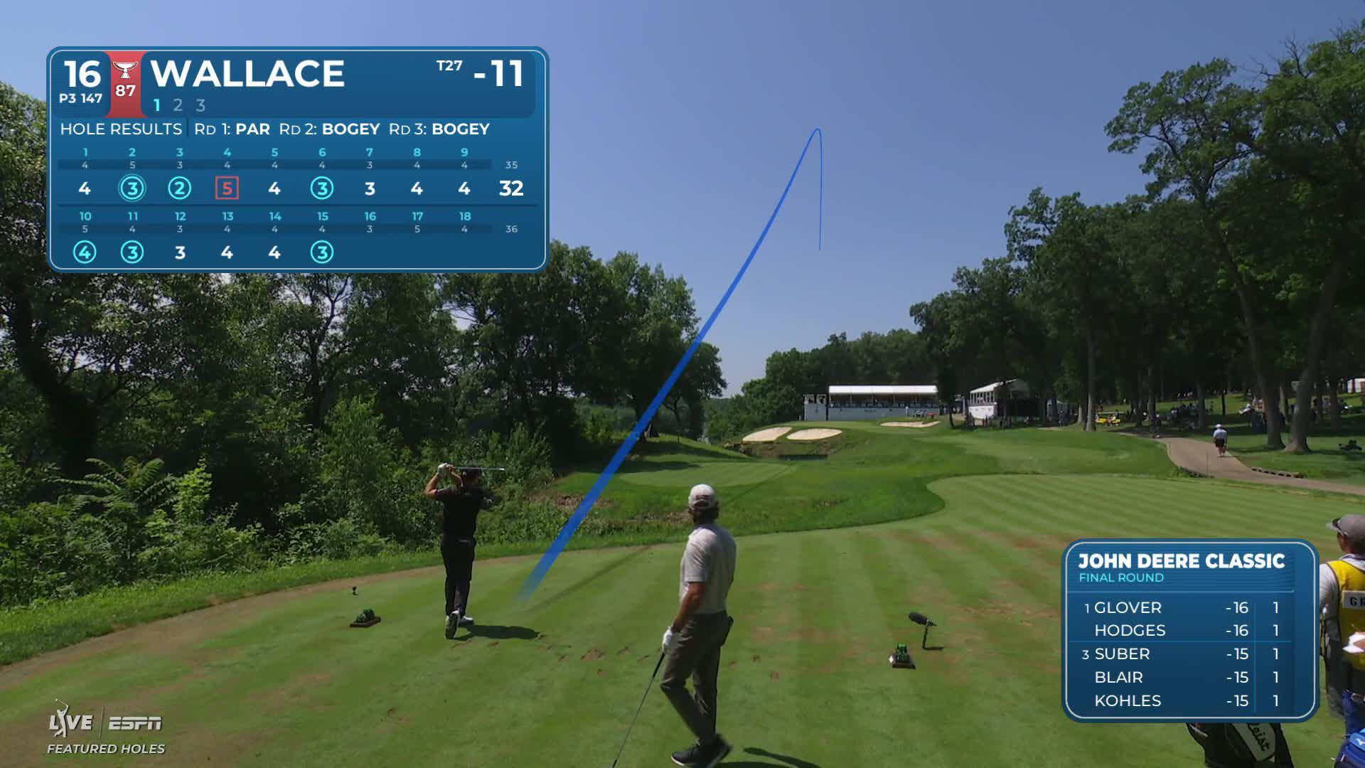 Matt Wallace hits tee shot to 11 feet, sets up birdie on No. 16 at John Deere