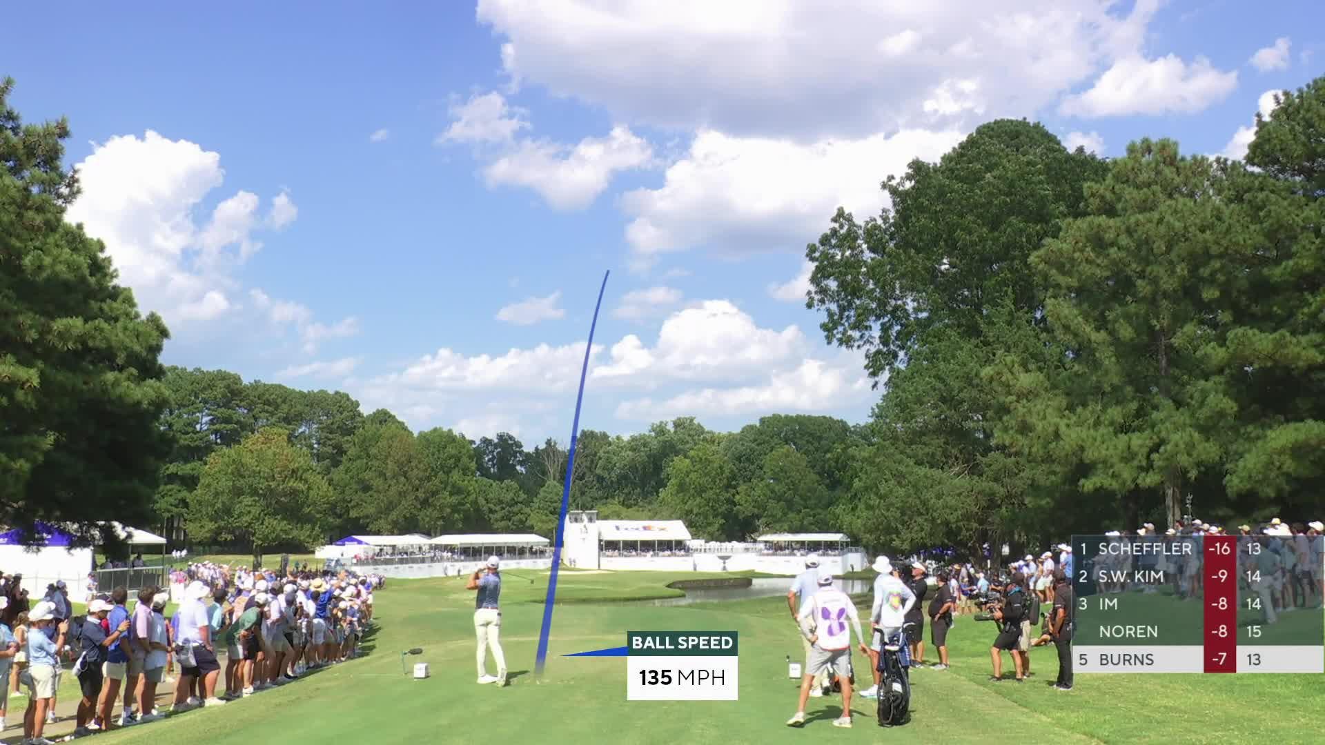 Sam Burns hits tee shot to 13 feet, sets up birdie on No. 14 at FedEx St. Jude