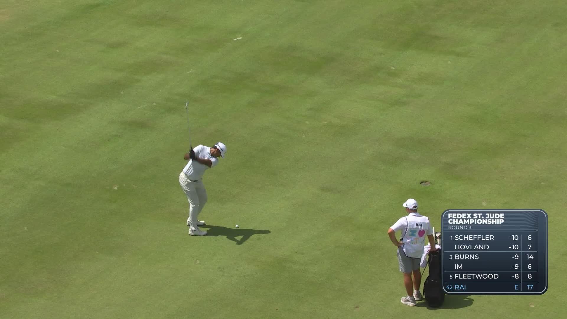 Aaron Rai's 150-yard approach sets up birdie on No. 18 at FedEx St. Jude