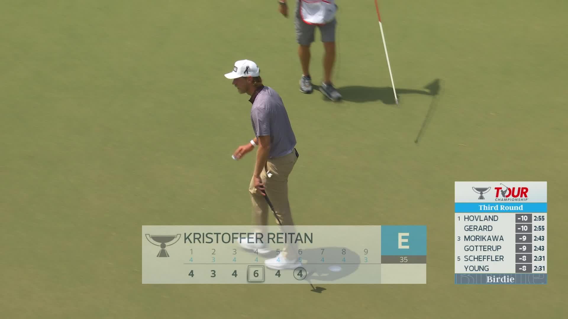 Kristoffer Reitan sinks 3-foot birdie putt on No. 6 at TOUR Championship