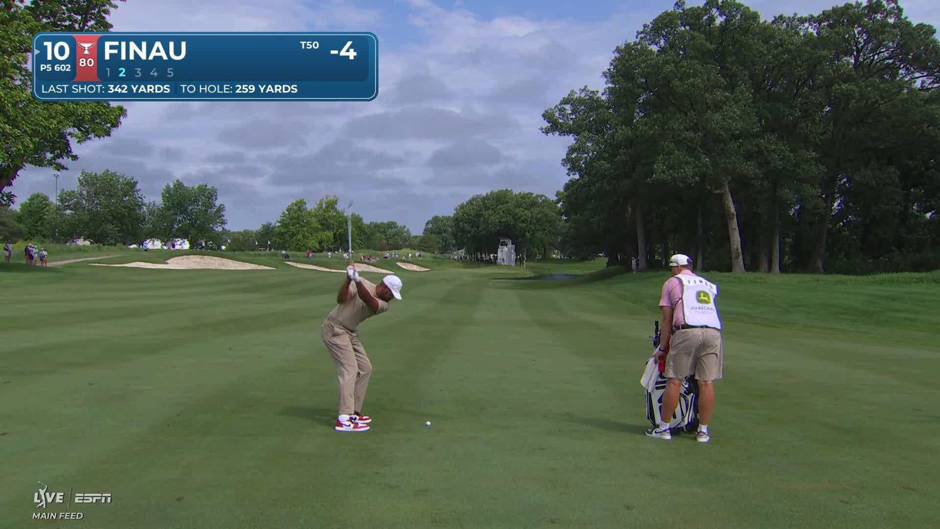 Tony Finau taps in for birdie on No. 10 at John Deere