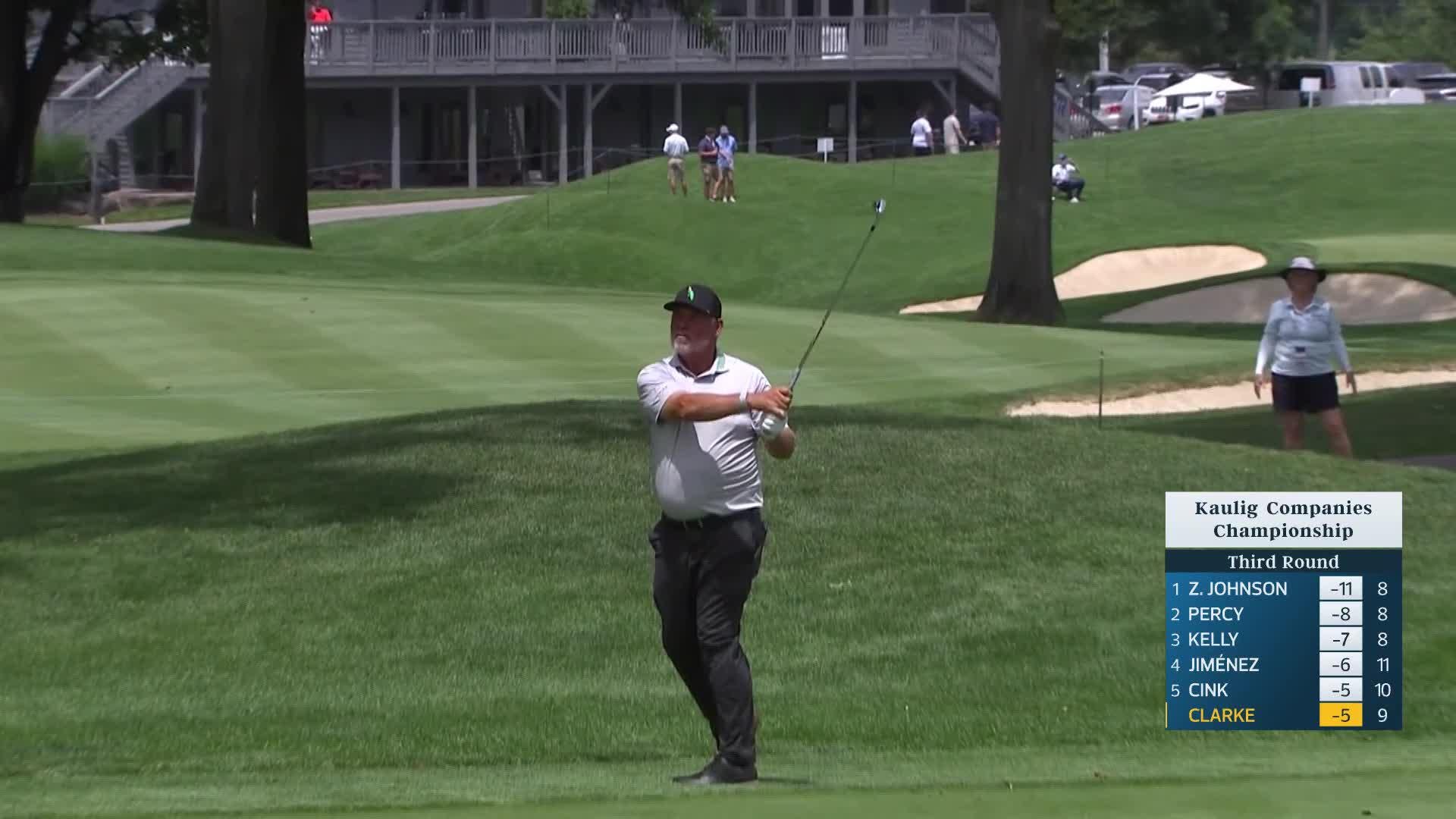 Darren Clarke makes birdie on No. 10 at Kaulig Companies Championship