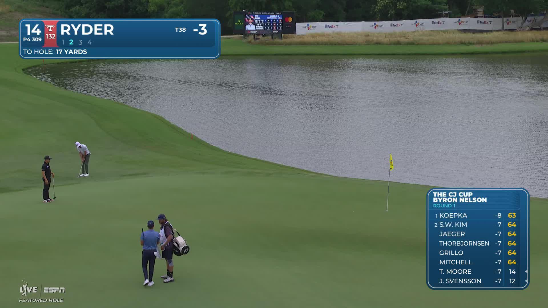 Sam Ryder drains 9-foot putt for birdie on No. 14 at THE CJ CUP