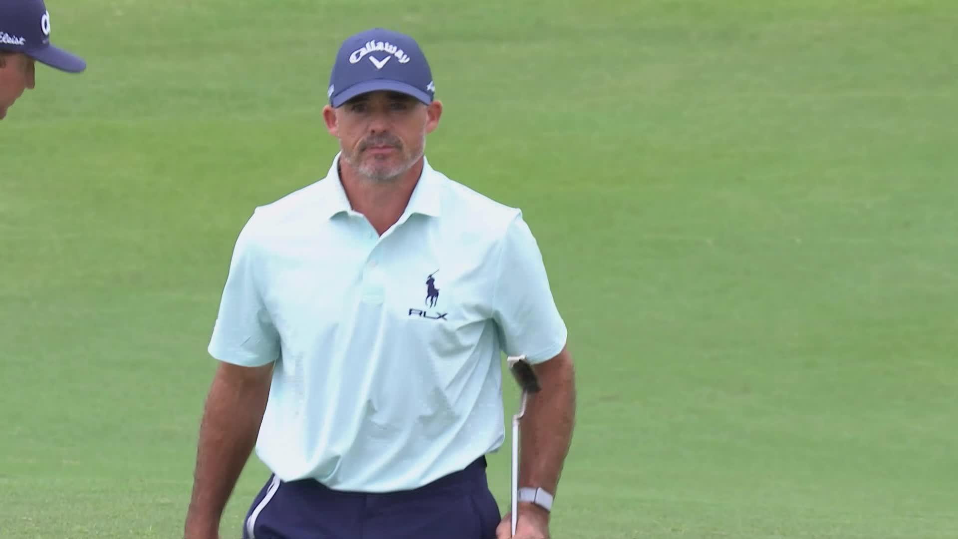 Jonathan Byrd drains 11-foot putt for birdie on No. 8 at Butterfield Bermuda