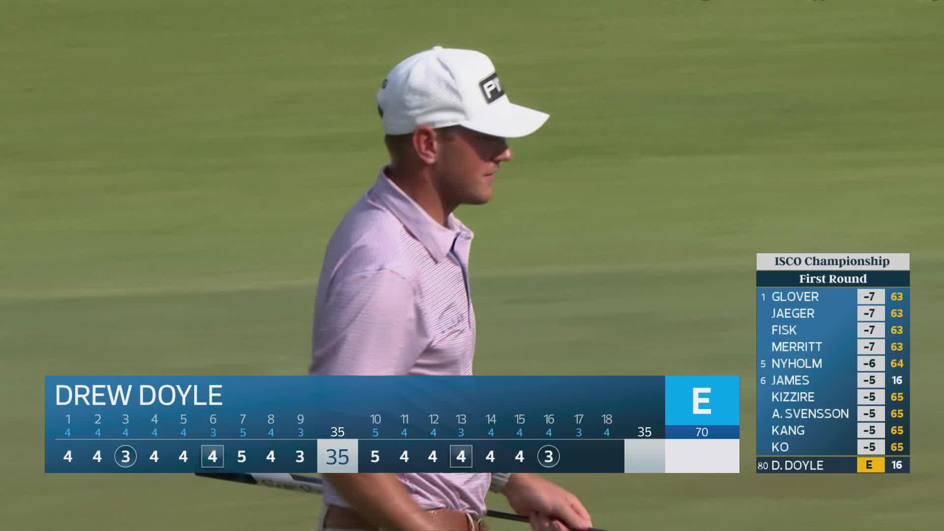 Drew Doyle sinks 5-foot putt for birdie on No. 16 at ISCO Championship