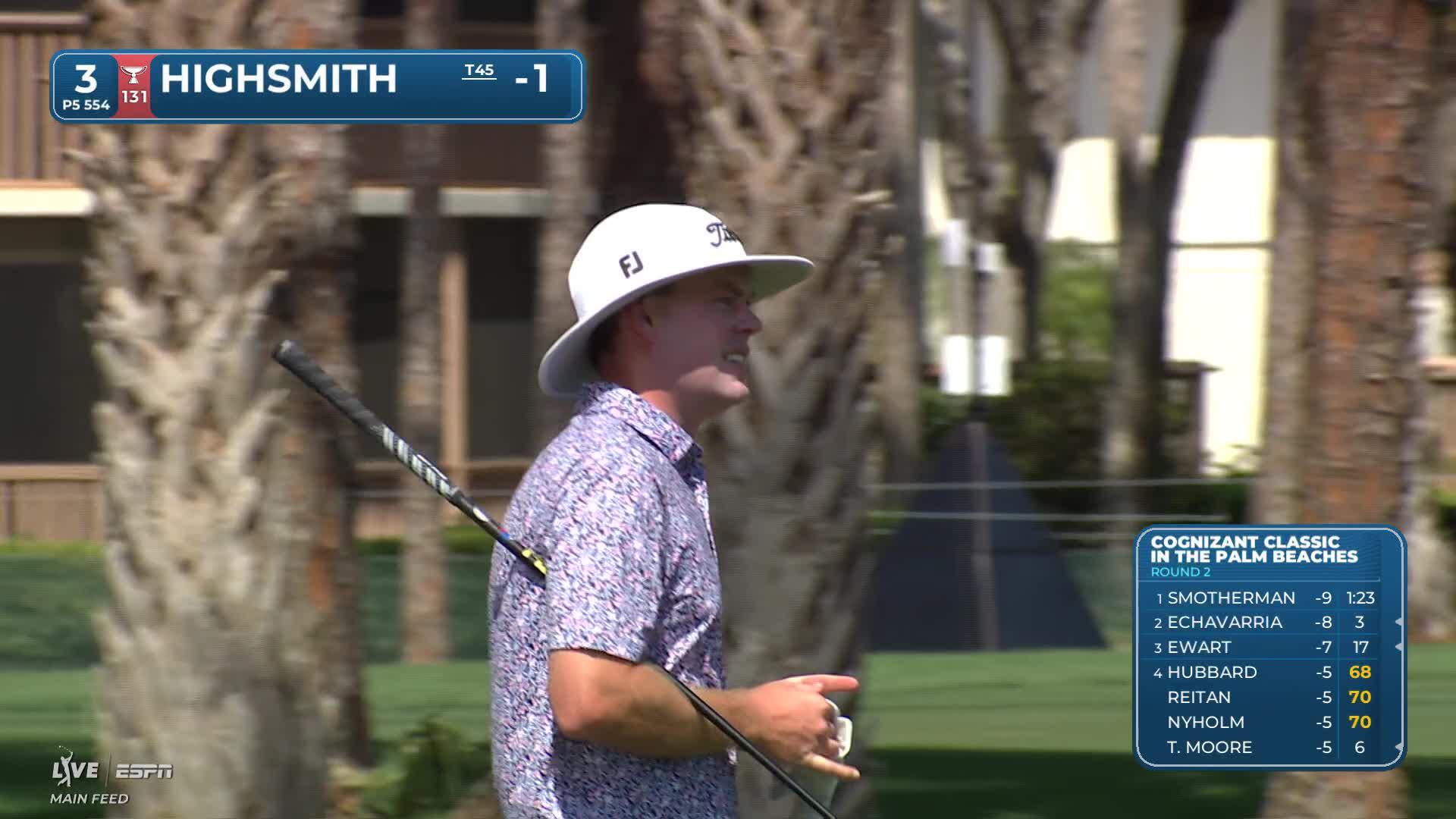 Joe Highsmith hits 258-yard approach to 8 feet, sets up eagle on No. 3 at Cognizant Classic