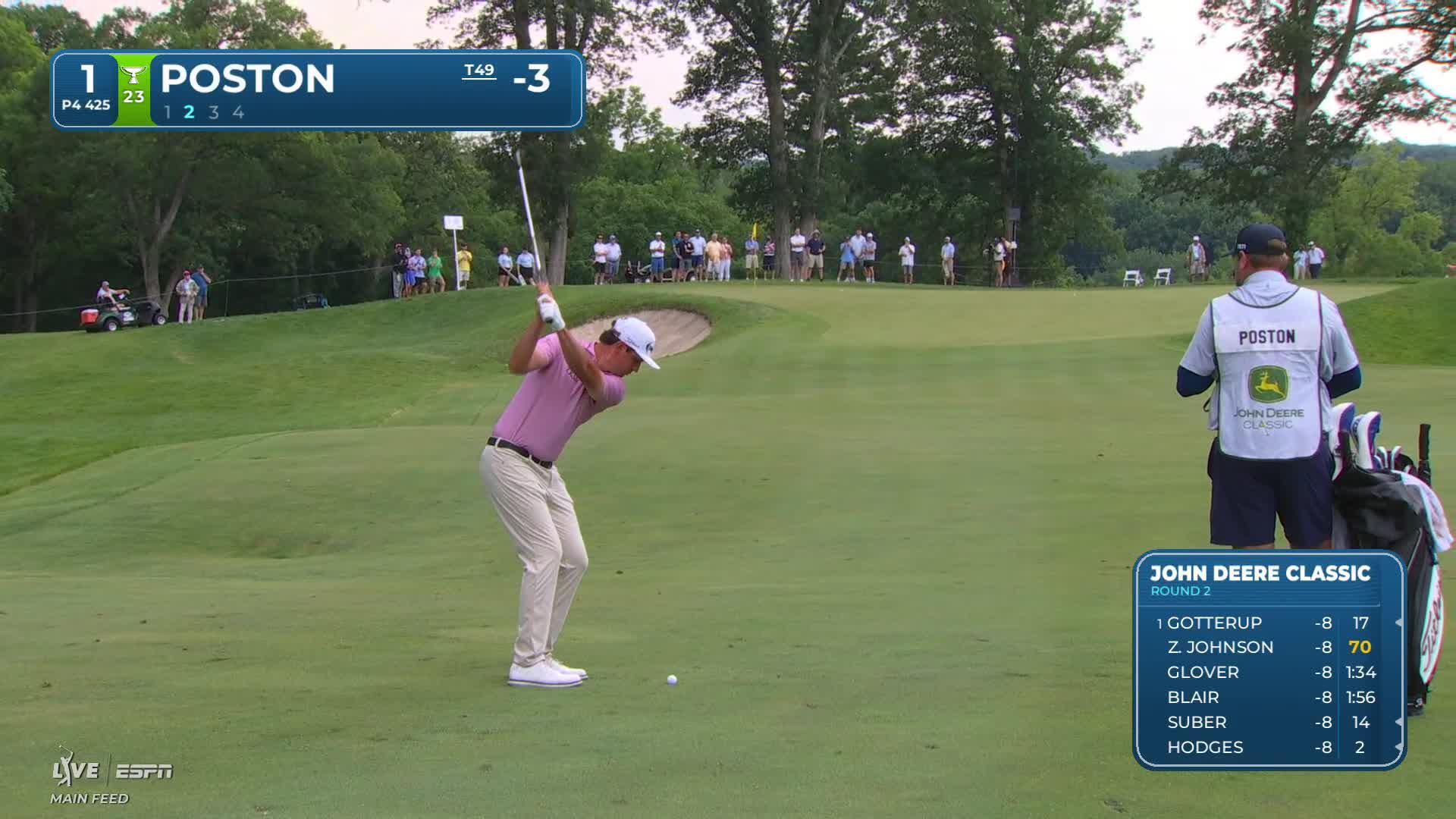 J.T. Poston gets up-and-down from 101 yards for birdie at John Deere
