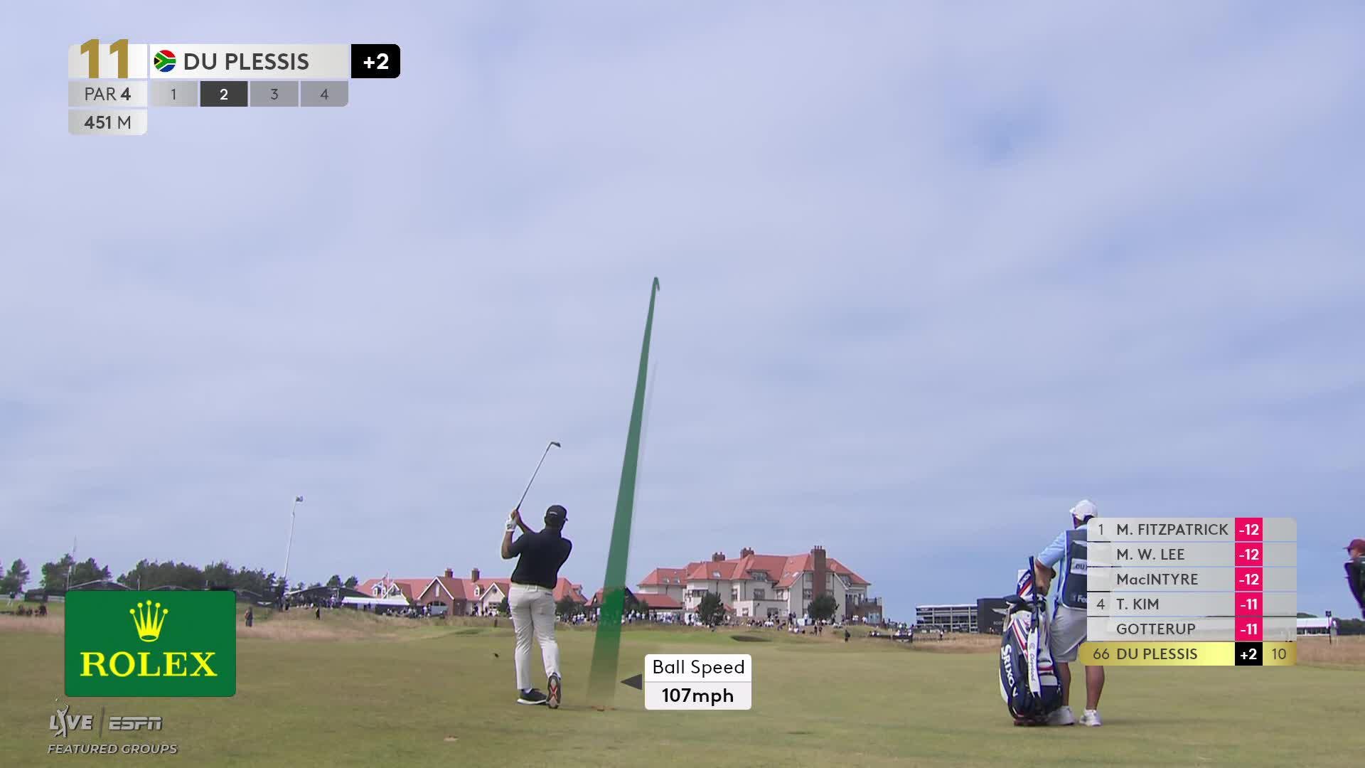 Hennie Du Plessis's 145-yard approach sets up birdie on No. 11 at Genesis Scottish Open