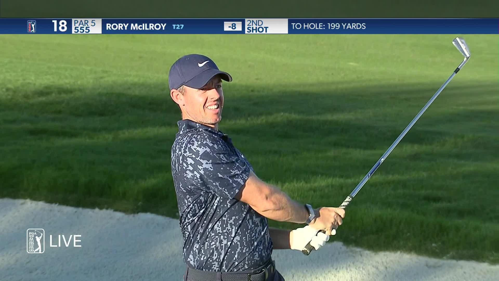 Rory McIlroys approach from a fairway bunker yields birdie at THE CJ CUP