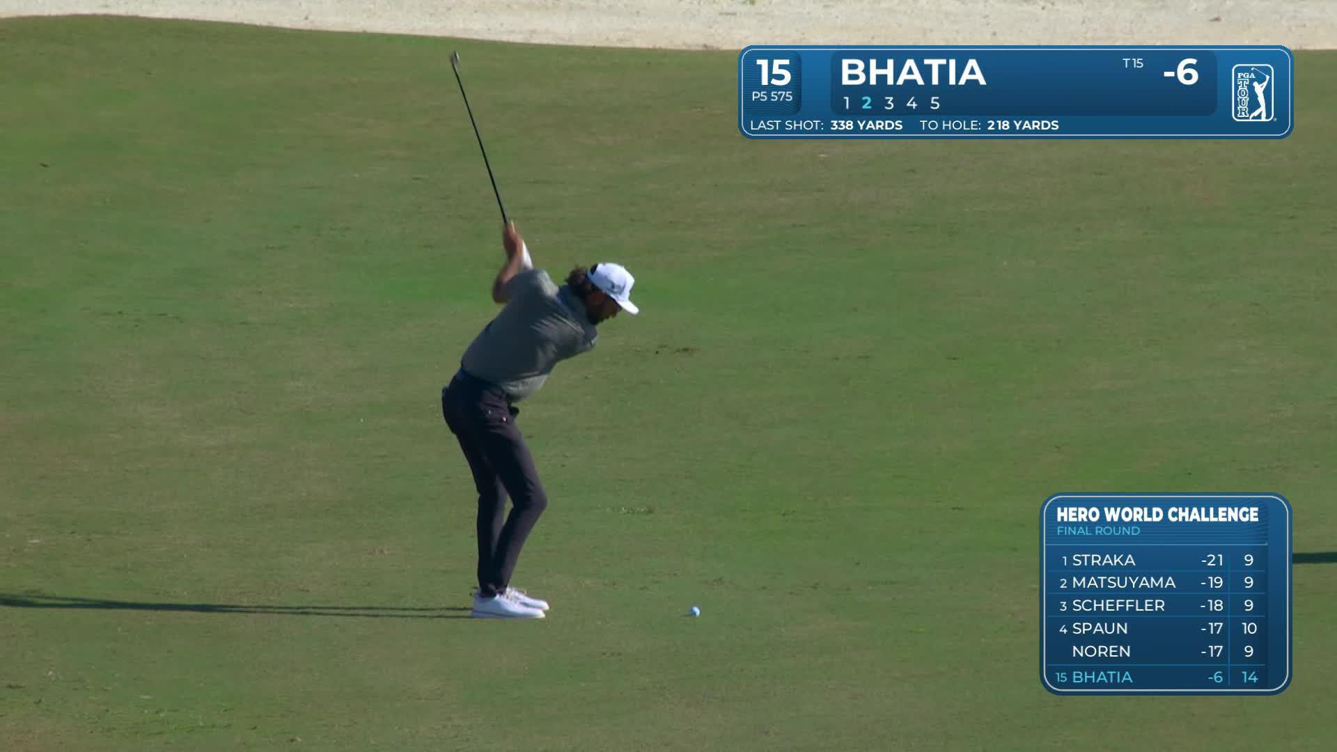 Akshay Bhatia hits 218-yard approach to 4 feet, sets up eagle on No. 15