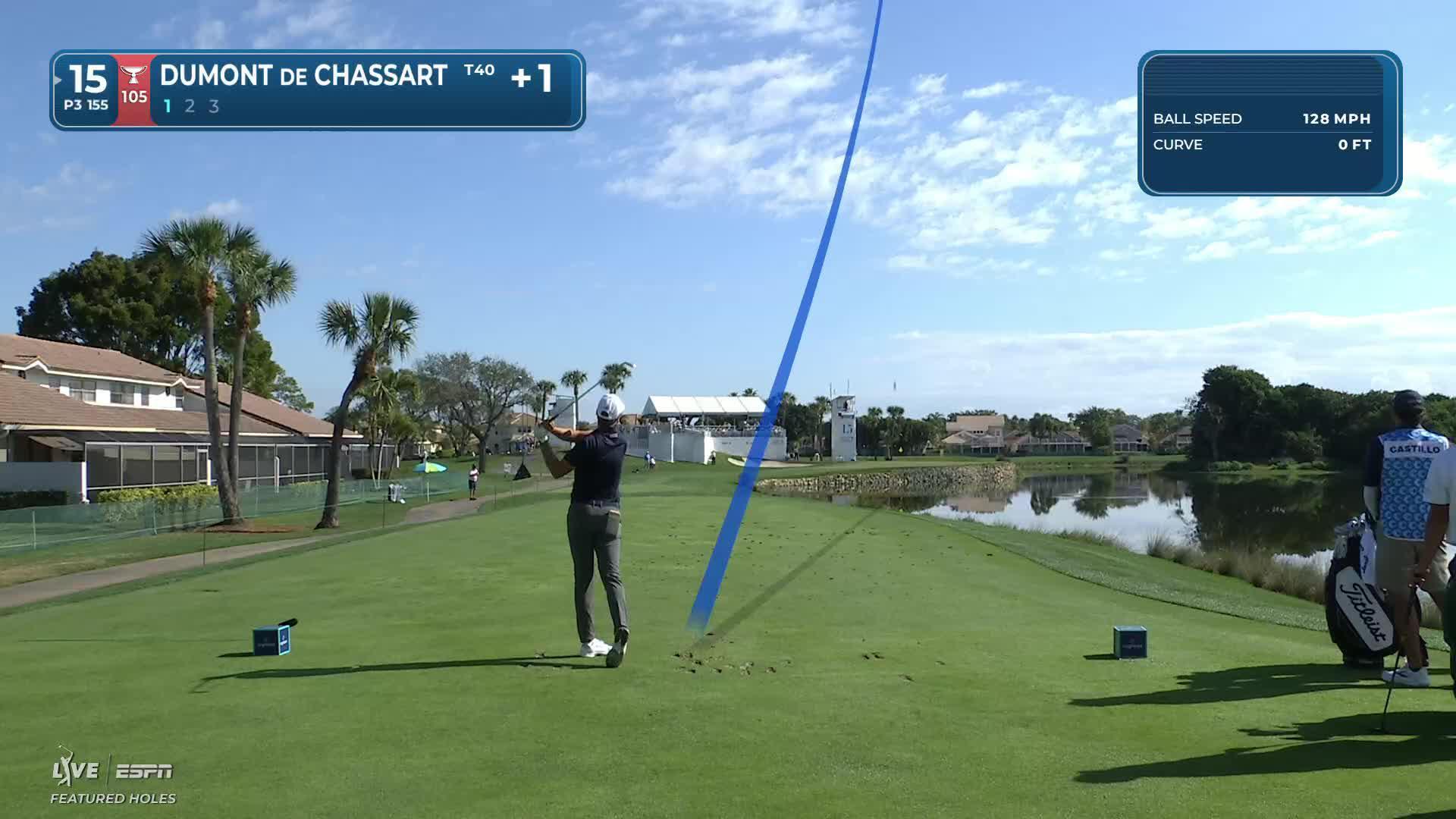 Adrien Dumont de Chassart sinks 16-foot birdie putt on No. 15 at Cognizant Classic