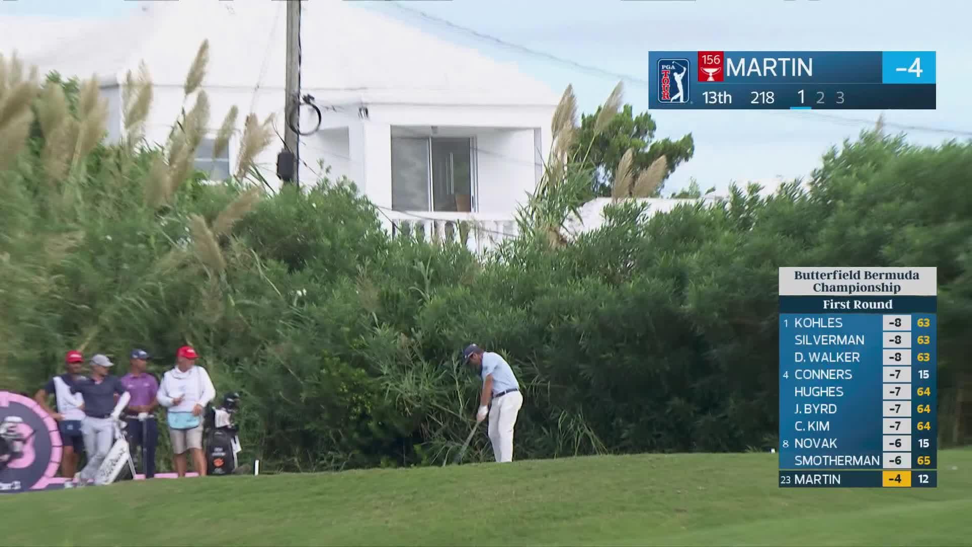 Ben Martin hits tee shot to 14 feet, sets up birdie on No. 13 at Butterfield Bermuda