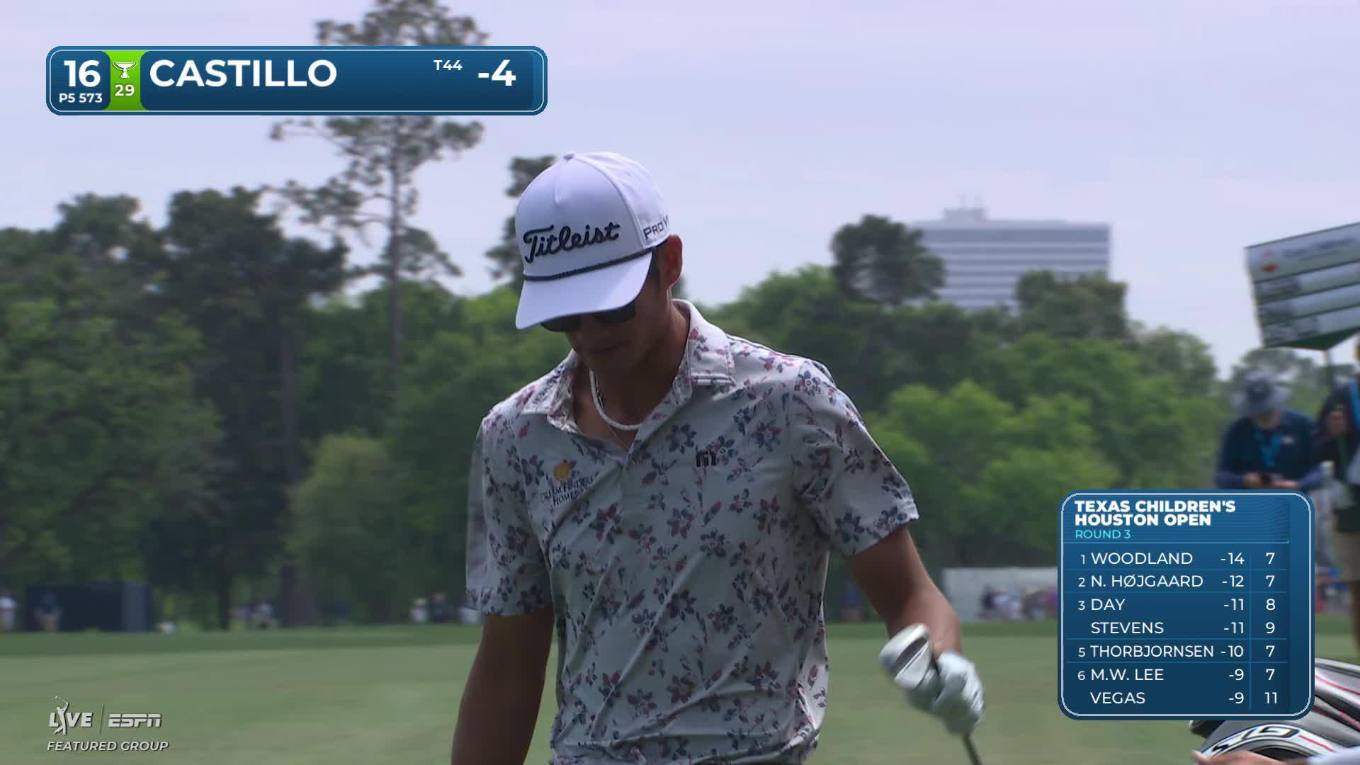 Ricky Castillo hits 84-yard approach to 16 feet, sets up birdie on No. 16 at Texas Children's