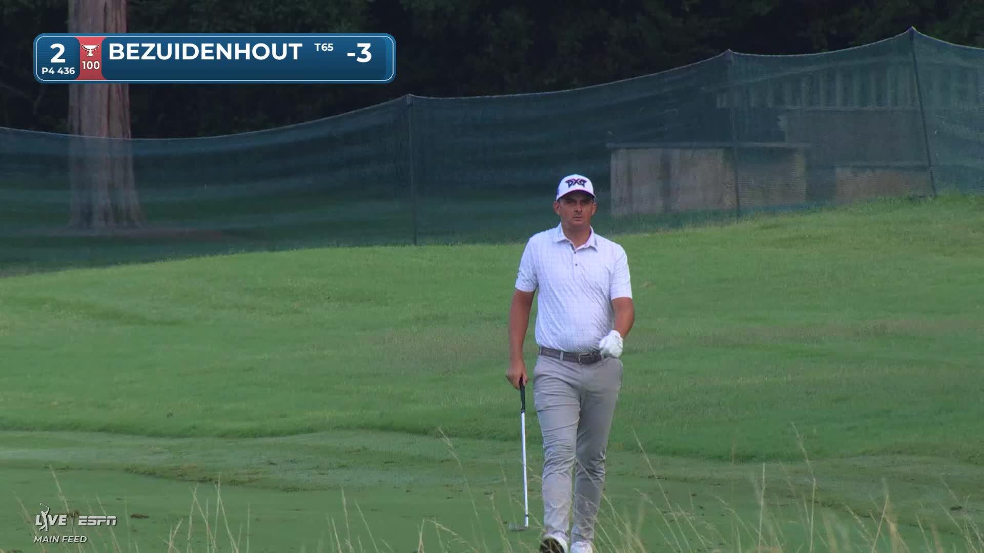 Christiaan Bezuidenhout gets up-and-down from 146 yards for birdie on No. 2 at Wyndham