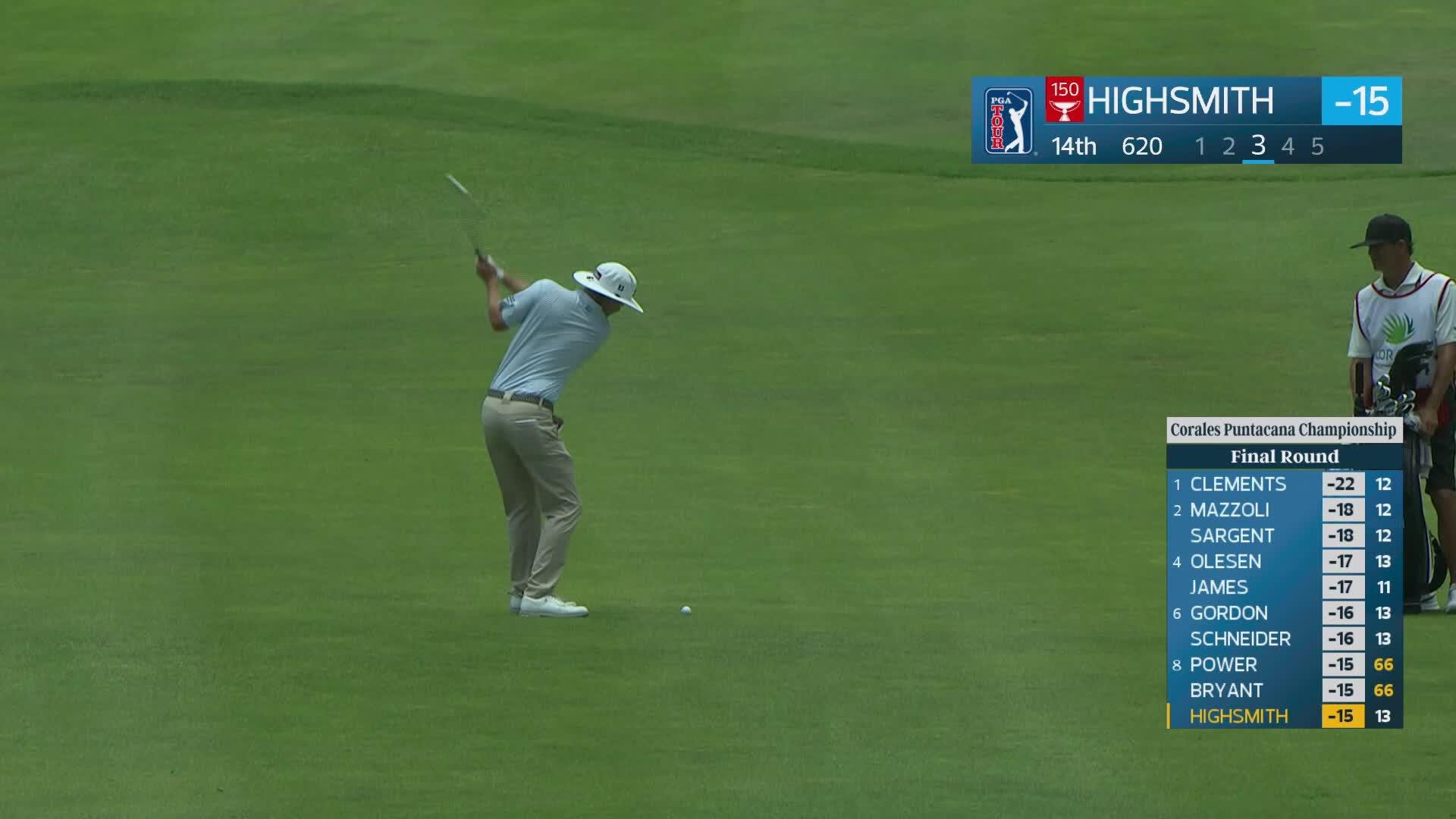 Joe Highsmith's 144-yard approach sets up birdie on No. 14 at Corales Puntacana