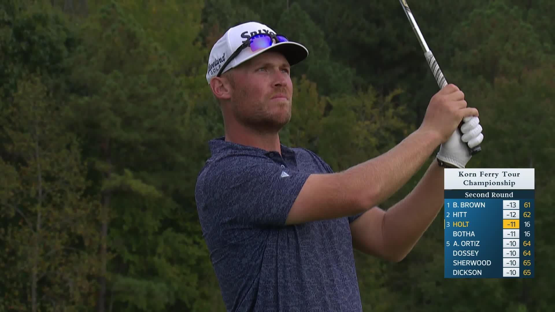 Ian Holt makes birdie on No. 17 at Korn Ferry Tour Champ