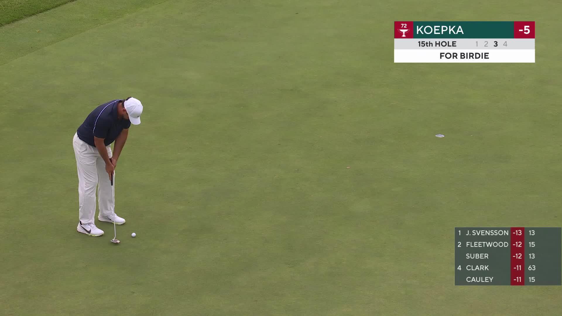 Brooks Koepka drains 16-foot putt for birdie on No. 15 at RBC Canadian