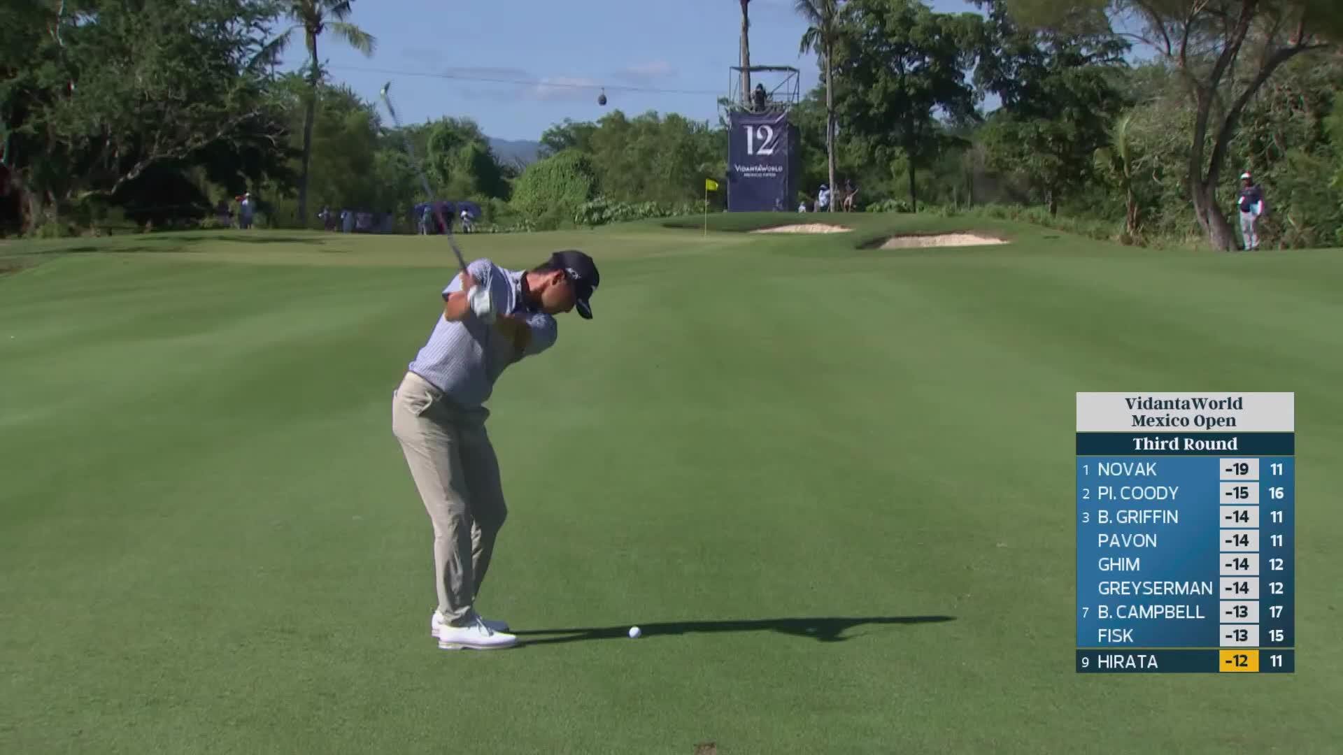 Kensei Hirata's 83-yard approach sets up birdie on No. 12 at Mexico Open