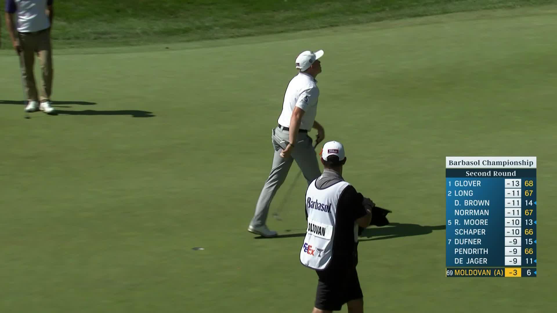 Maxwell Moldovan makes birdie on No. 15 at Barbasol