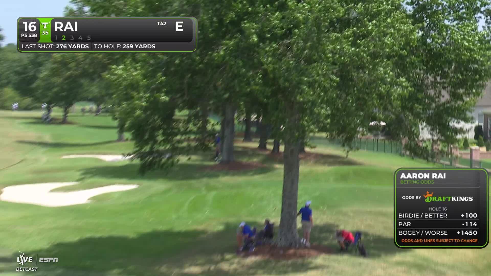 Aaron Rai gets up-and-down from 44 yards for birdie on No. 16 at FedEx St. Jude