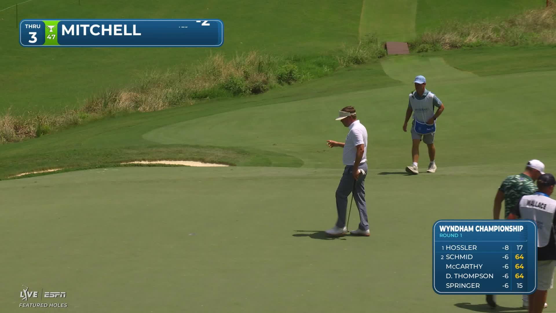 Keith Mitchell sinks 10-foot putt for birdie on No. 3 at Wyndham