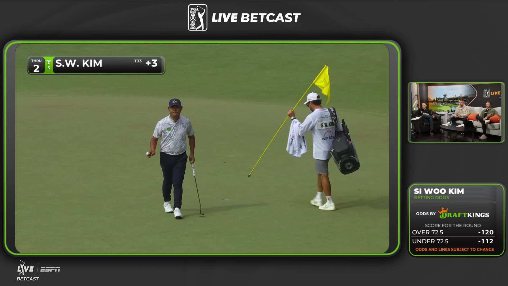 Si Woo Kim taps in 3-foot putt for birdie on No. 2 at the Memorial
