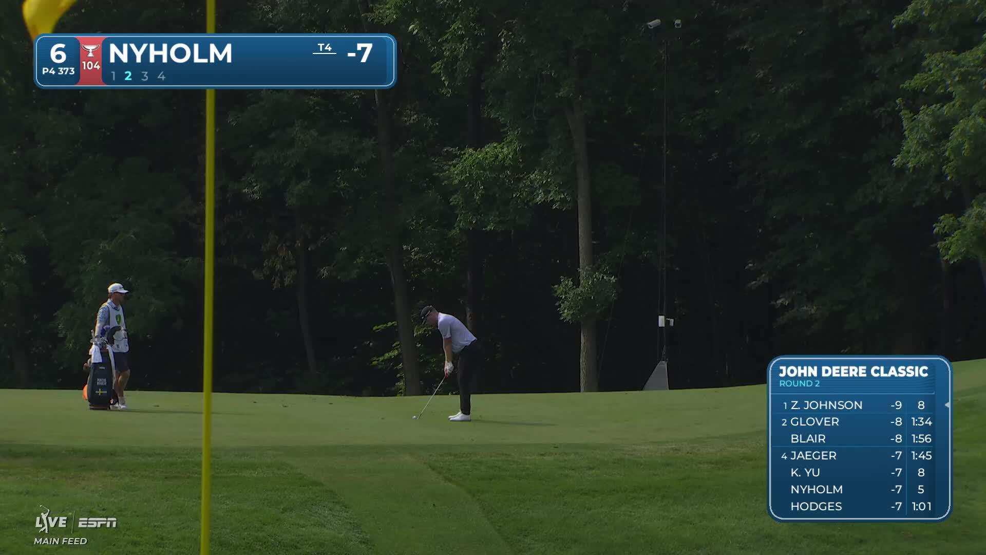 Pontus Nyholm's 108-yard approach sets up birdie on No. 6 at John Deere