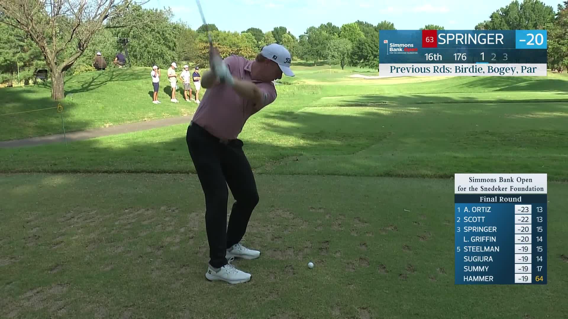 Hayden Springer makes birdie on No. 16 at Simmons Bank Open