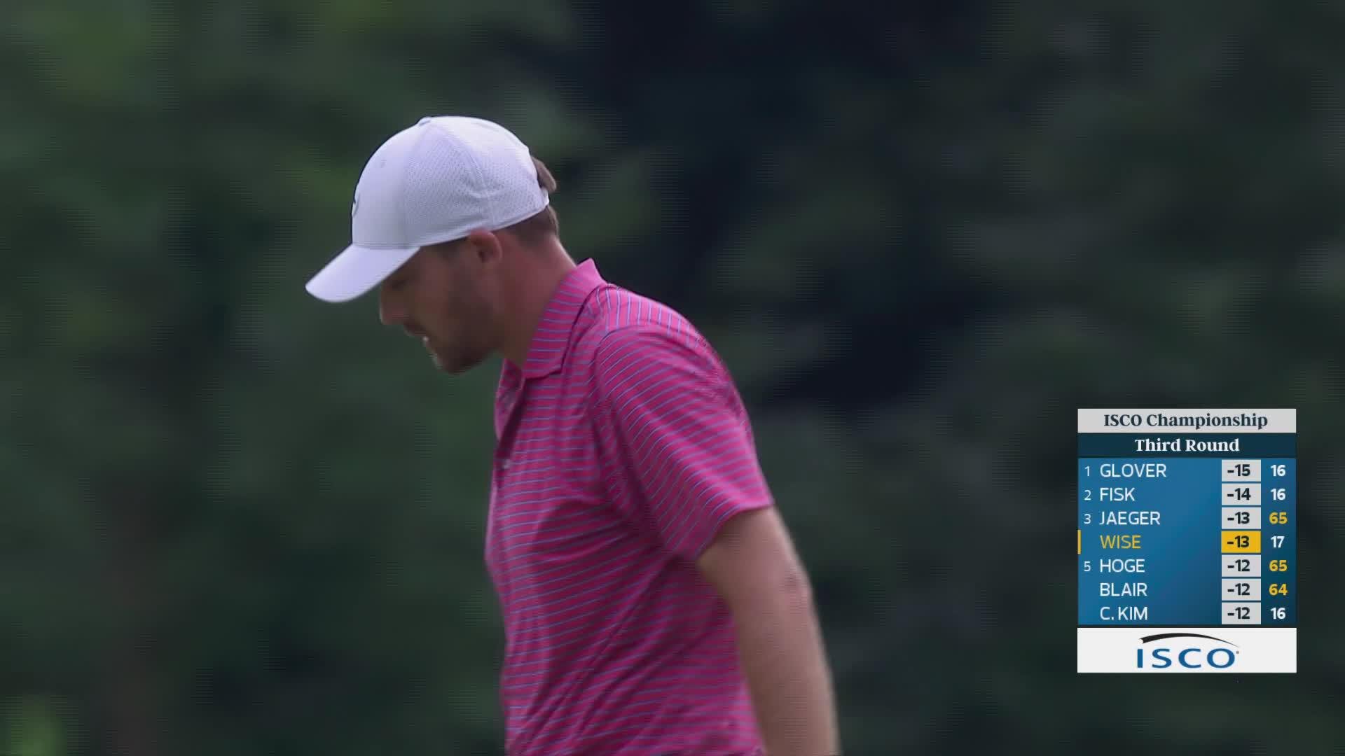Aaron Wise gets up-and-down from 138 yards for birdie on No. 18 at ISCO Championship