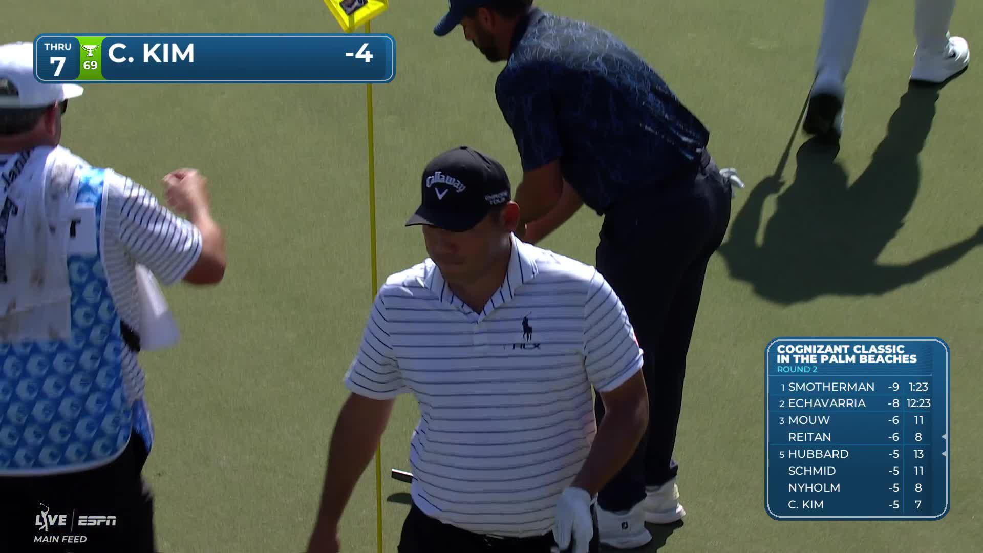 Chan Kim sinks 29-foot birdie putt on No. 7 at Cognizant Classic