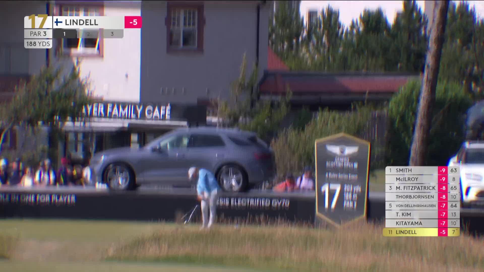 Oliver Lindell sinks 11-foot birdie putt on No. 17 at Genesis Scottish Open