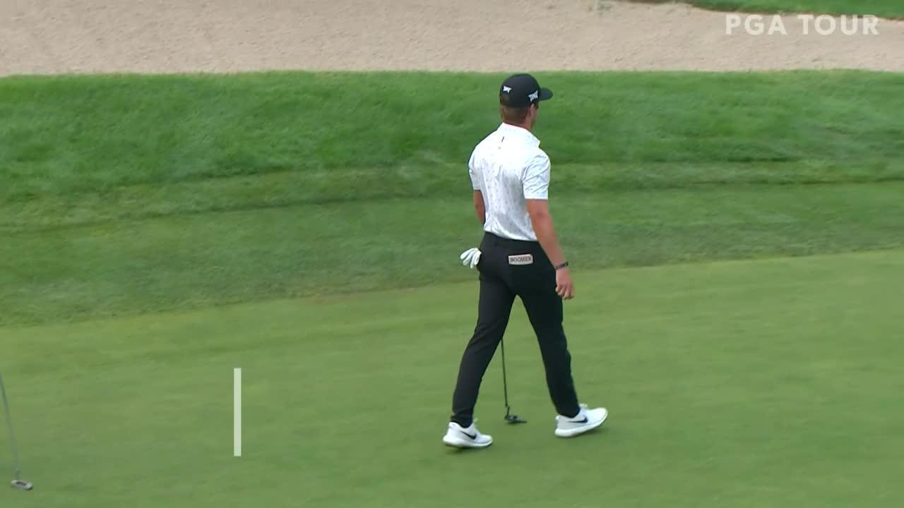 Grant Hirschman makes a birdie on No. 18 in Round 2 at Utah