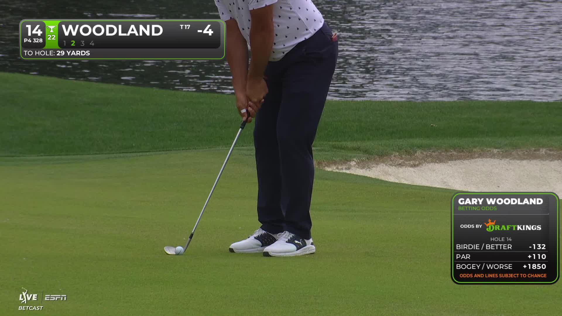Gary Woodland sinks 10-foot birdie putt on No. 14 at Truist Championship